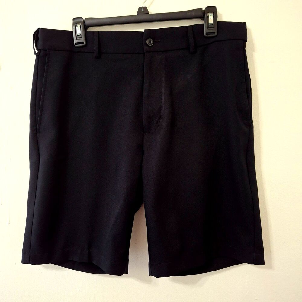 Grand Slam Performance Mens Golf Shorts 34 Black Flat Front Active Stretch Sport